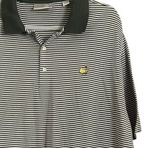 Masters Augusta Mens Forest Green Striped Classic Cotton Golf Polo Sz XL